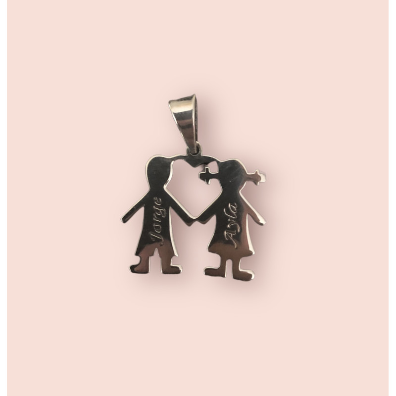 Colgante niño niña Plata 1ªLey 925mm