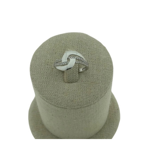 Sortija circonitas y Oro 18K blanco