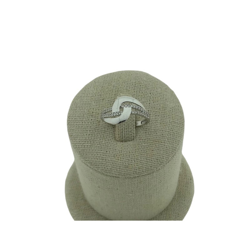 Sortija circonitas y Oro 18K blanco