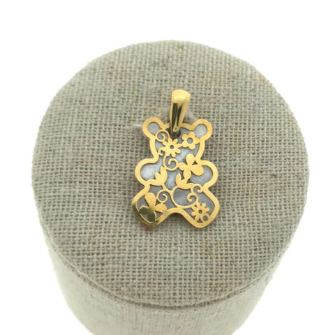 Colgante Nacar Oso Calado Oro 18K