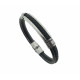 Pulsera Acero cuero negro