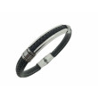 Pulsera Acero cuero negro