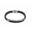 Pulsera Acero cuero negro