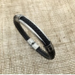 Pulsera Acero cuero negro