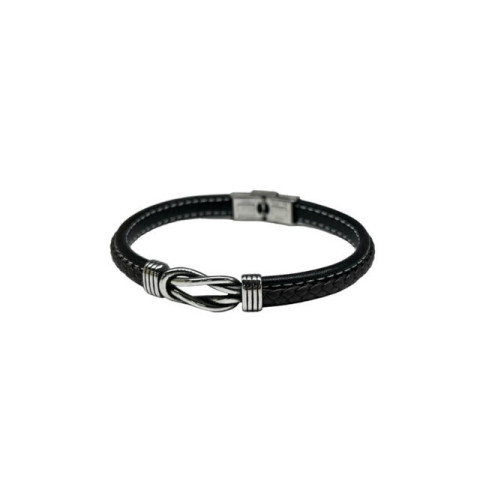 Pulsera acero marrón trenzada nudo