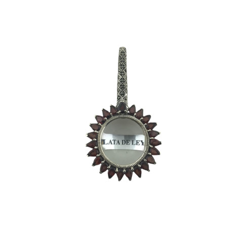 Lupa Colgante  Granate y Marquesitas Plata 925