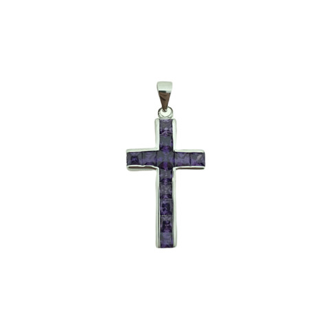 Cruz Plata 925 y Circonitas amatista 