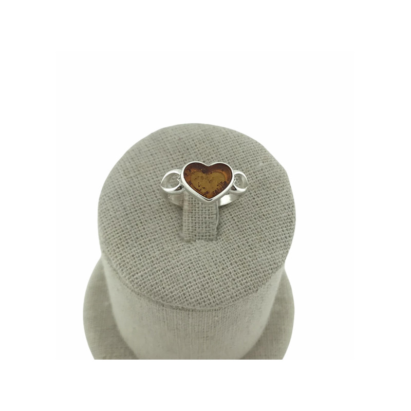 Sortija corazón  ambar y plata 925 