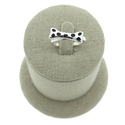 Sortija hueso lunares negros plata 925 