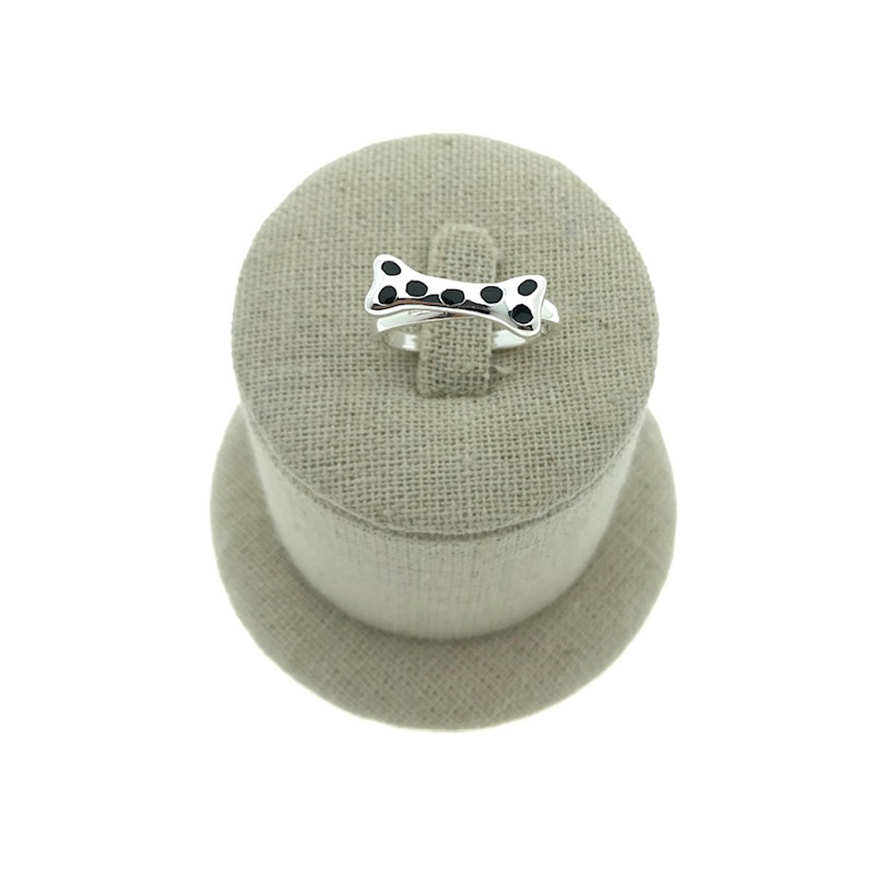 Sortija hueso lunares negros plata 925 