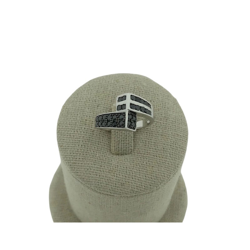  Sortija Plata 925 y circonita negra 