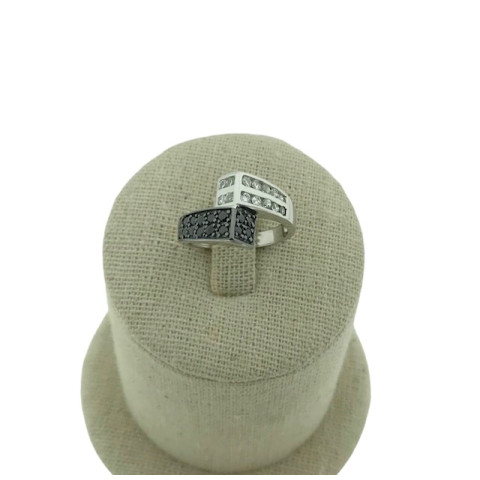 Sortija Plata 925 y circonitas blancas y negras