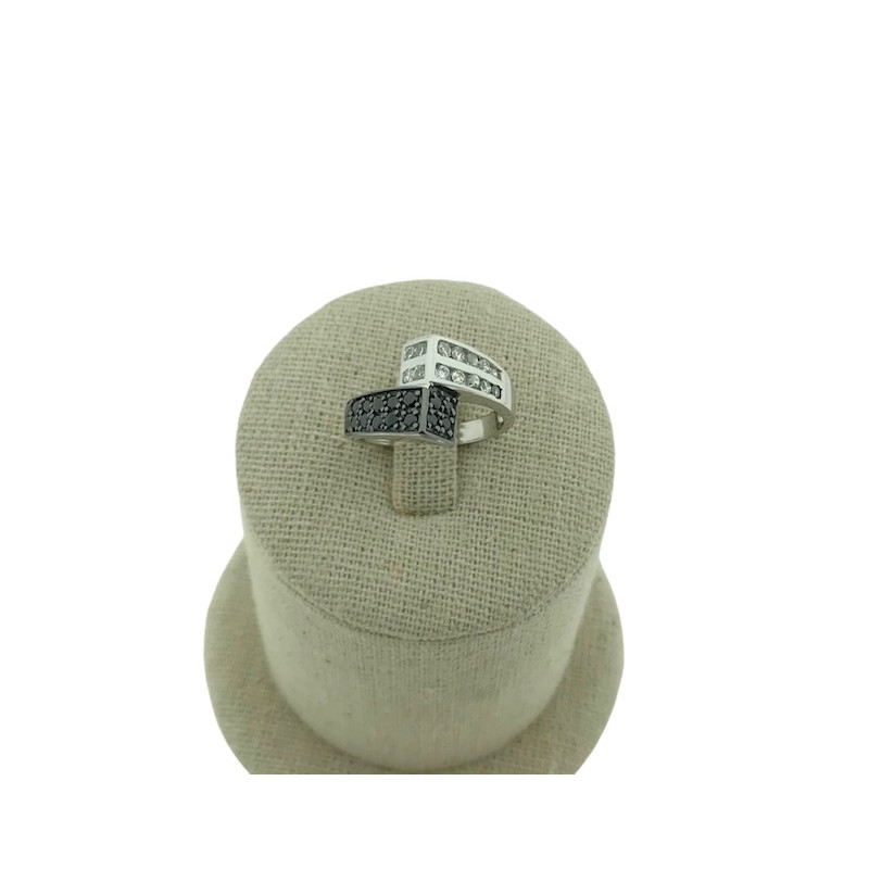 Sortija Plata 925 y circonitas blancas y negras