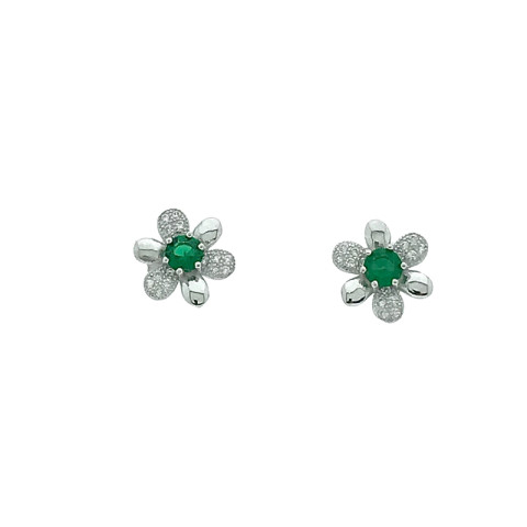  Pendientes circonitas y plata 925 verde
