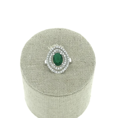  Sortija circonitas y plata 925 verde