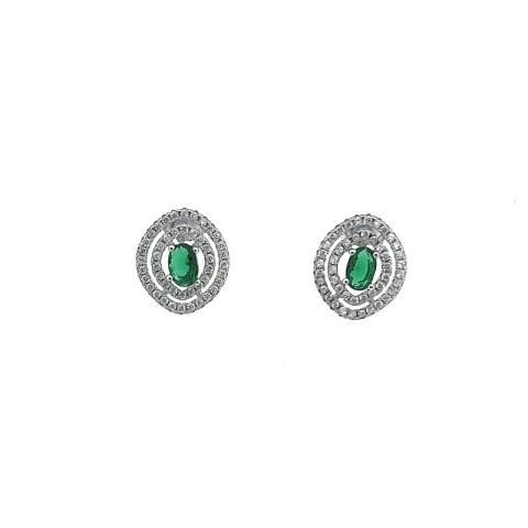 Pendientes circonitas y plata 925 verde