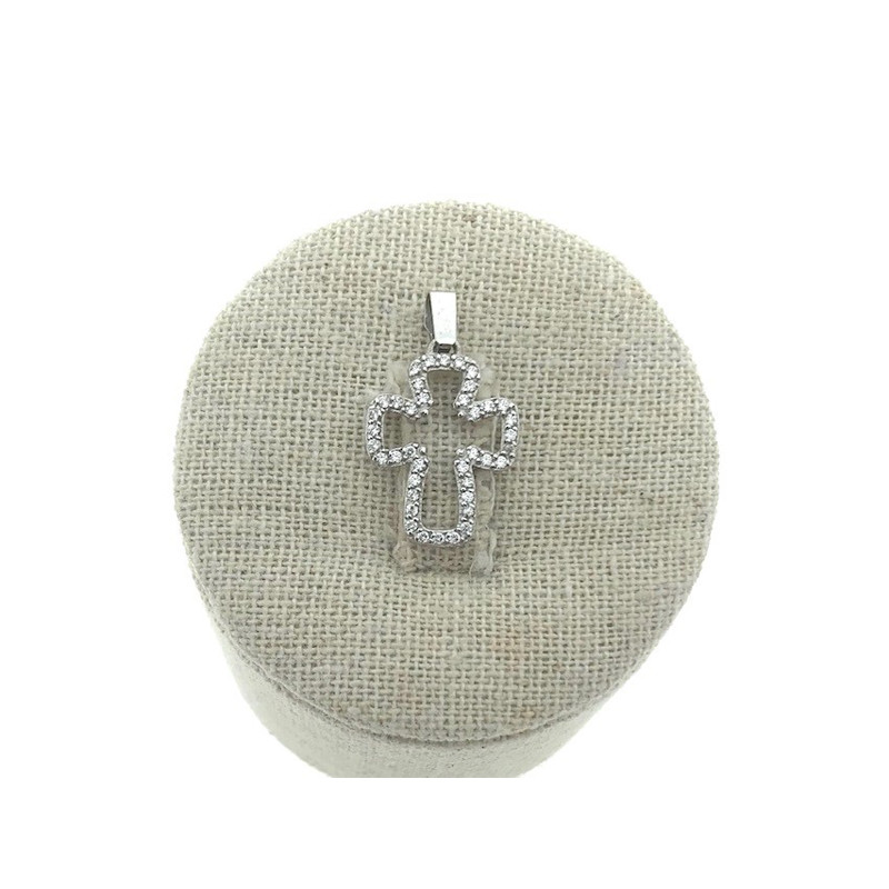 Cruz Circonitas y Oro blanco  18k