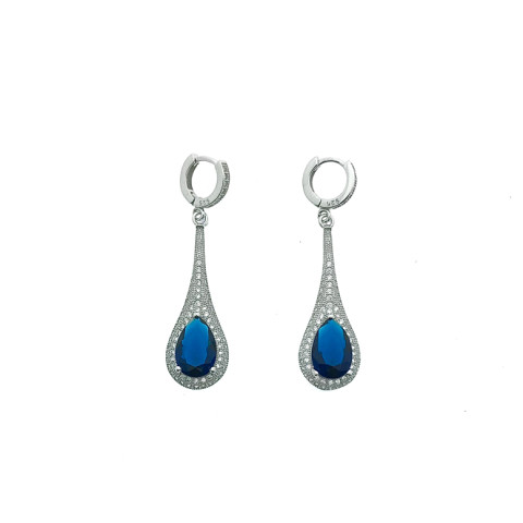  Pendientes circonitas y plata 925 azul