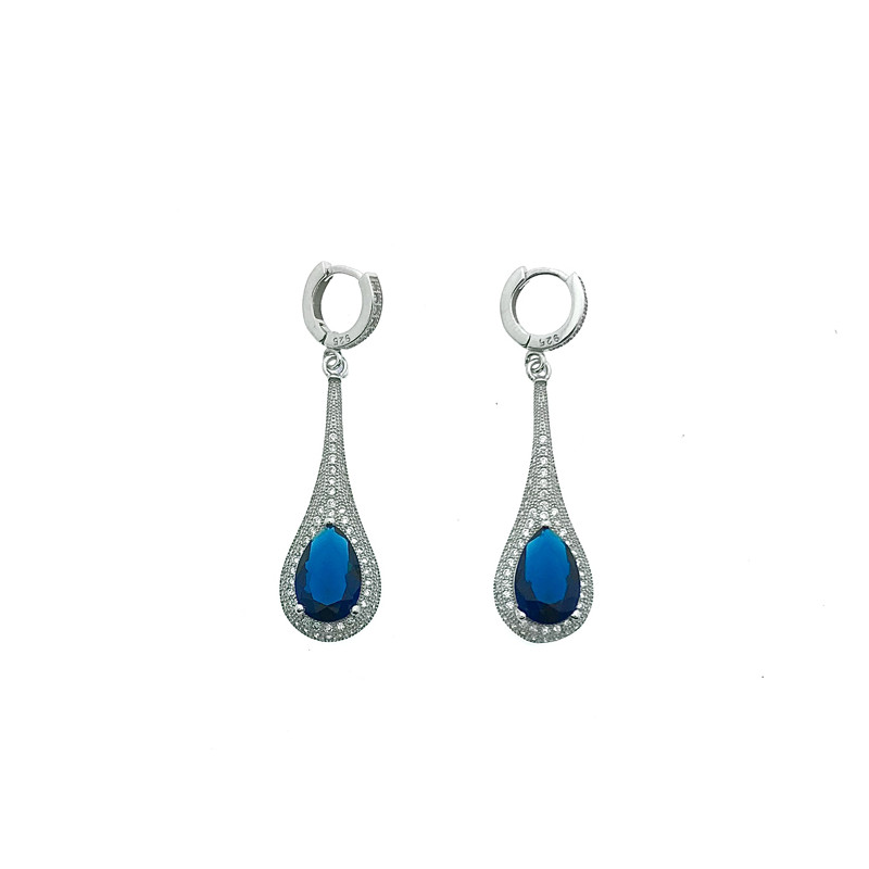  Pendientes circonitas y plata 925 azul