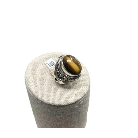 Sortija ojo tigre y plata 925 