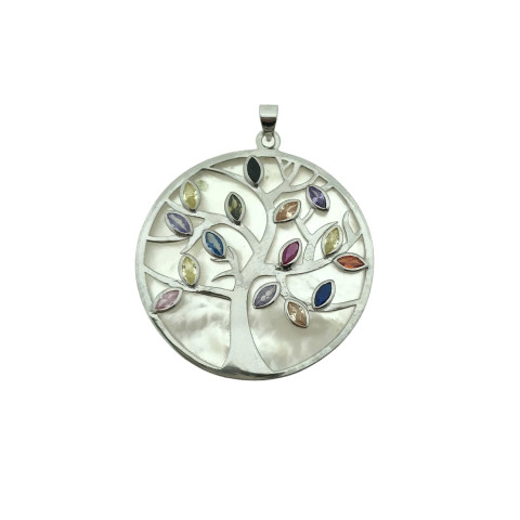 Colgante árbol de la vida nácar plata 925 