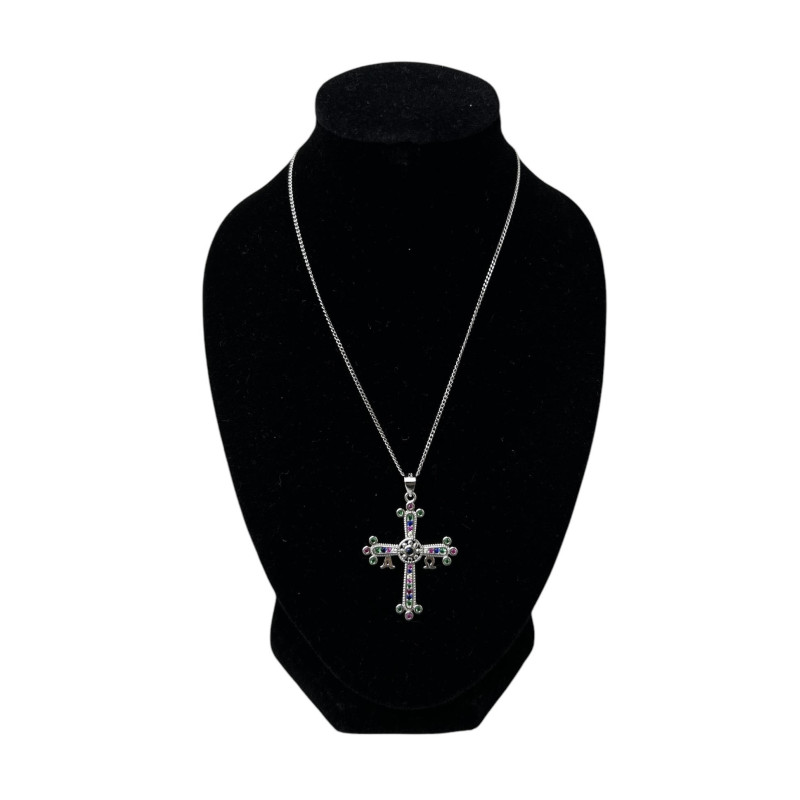 Gargantilla cruz circonitas y plata 925 