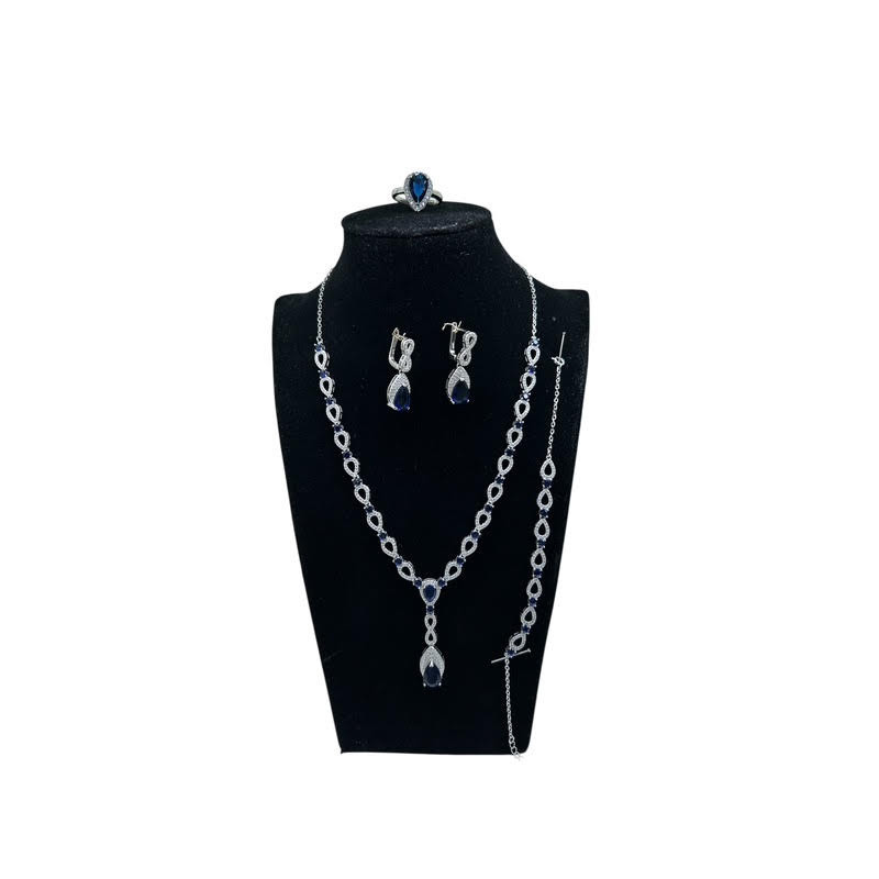 Juego circonitas y Plata 925 azul