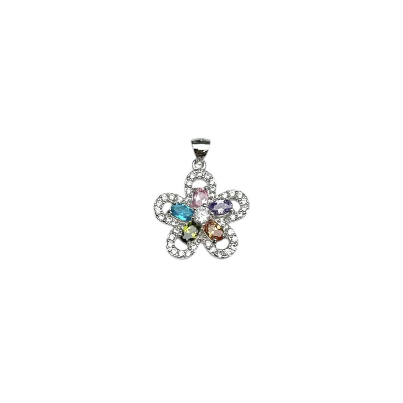 Colgante flor circonitas y Plata 925 