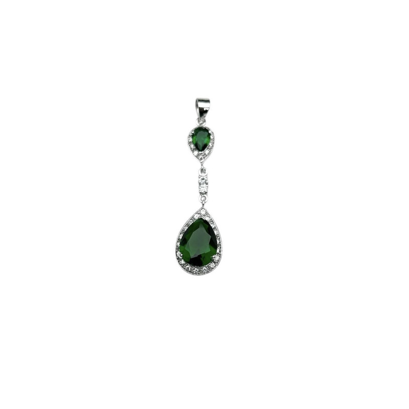 Colgante Circonitas y  Plata 925 verde