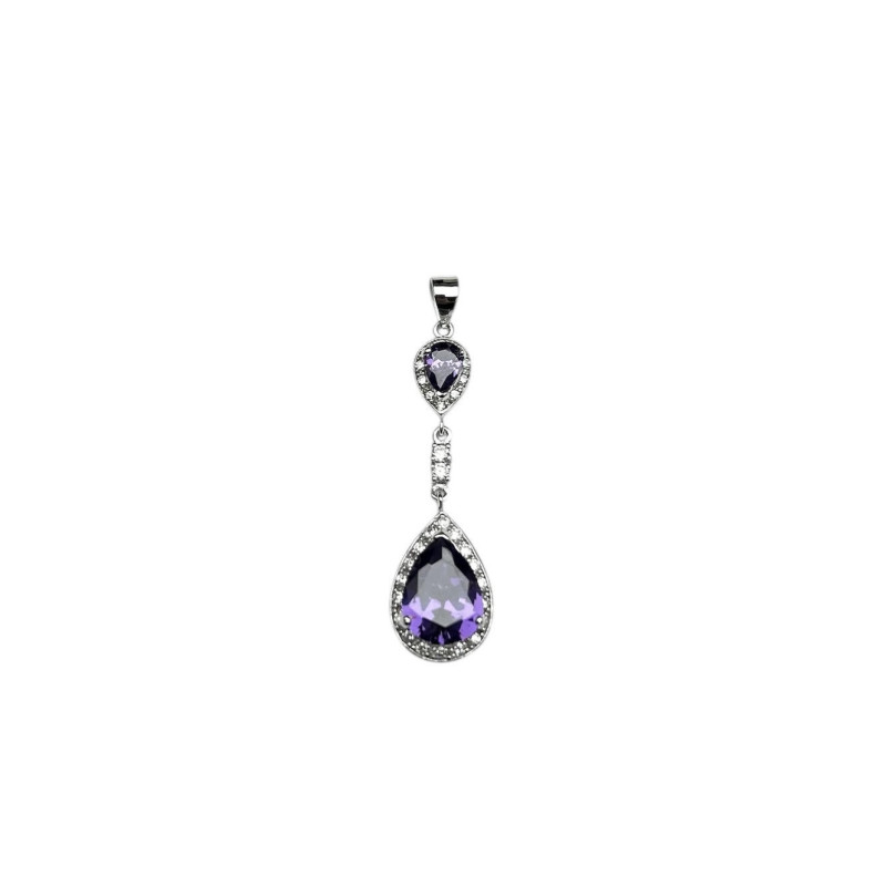 Colgante Circonitas y  Plata 925 Amatista