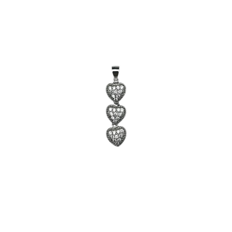 Colgante 3 corazones circonitas Plata 925