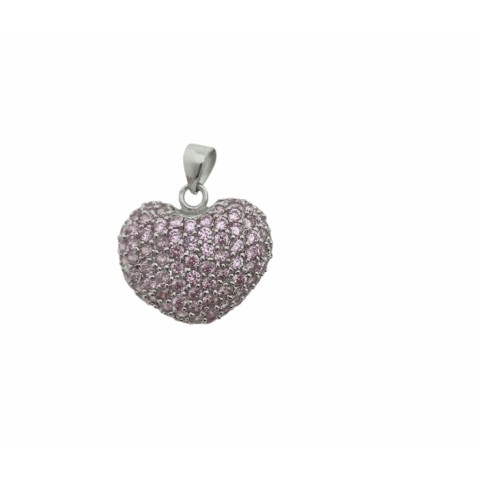  Corazón circonitas rosas   y Plata 925