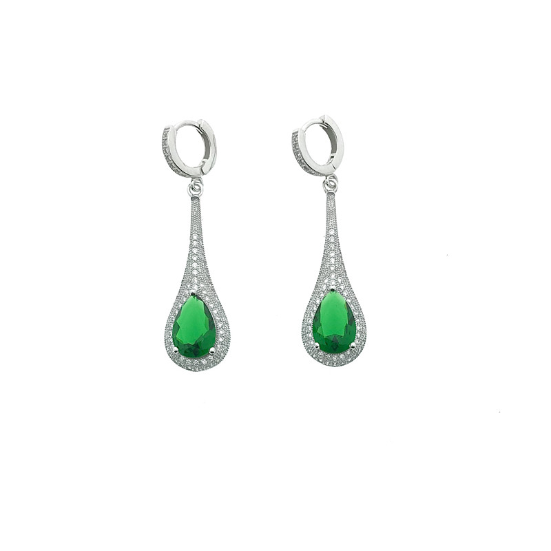  Pendientes circonitas y plata 925 verde