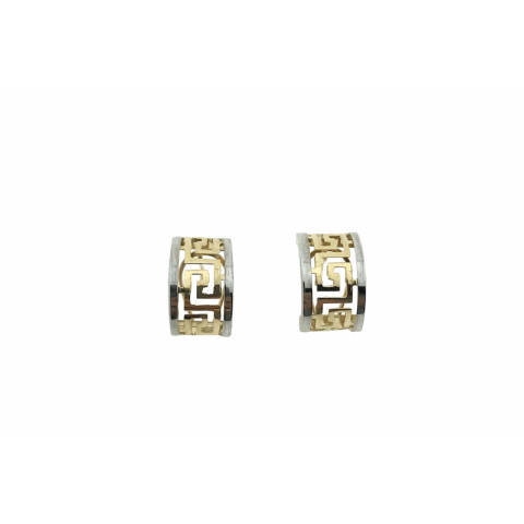 Pendiente greca Oro blanco y amarillo  18k 