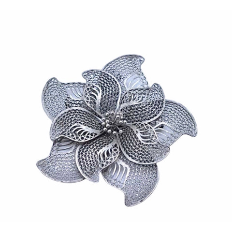 Broche filigrana Flor Plata 925