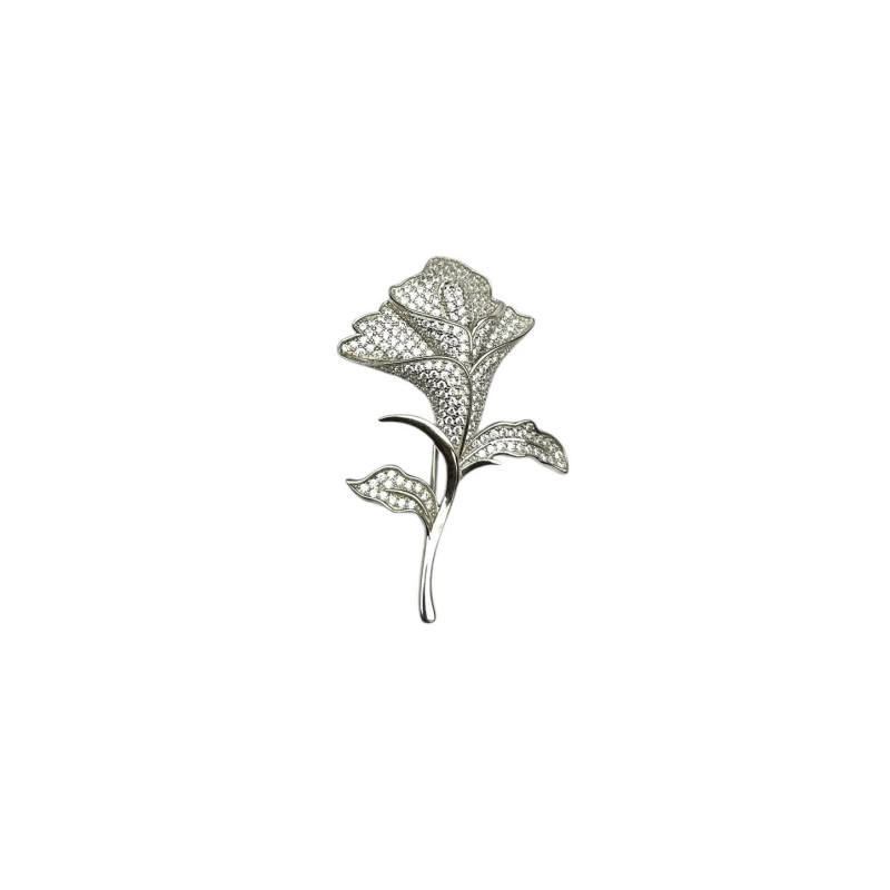 Broche rosa plata 925 