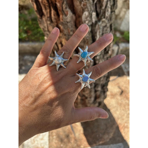 Sortija estrella mar piedra y Plata 925 