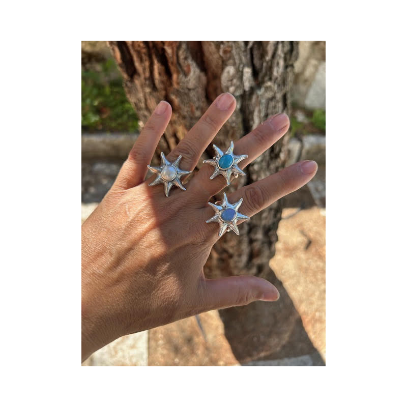 Sortija estrella mar piedra y Plata 925 