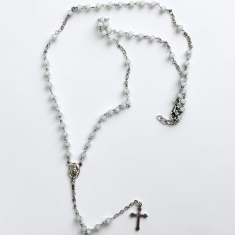 Rosario bolas blancas  Plata 1ªLey 925mm
