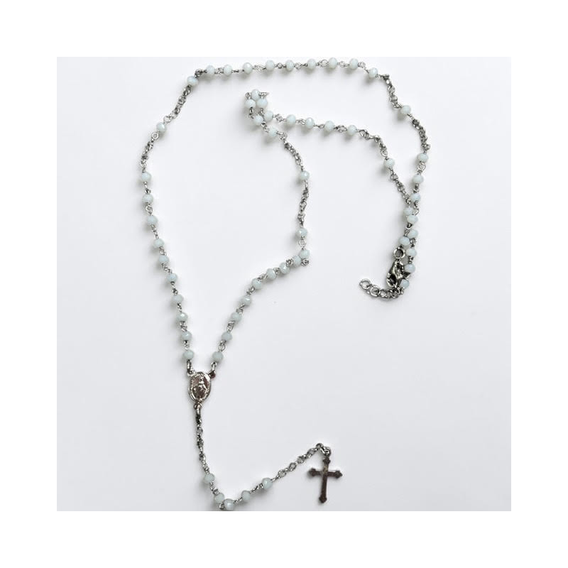 Rosario bolas blancas  Plata 1ªLey 925mm