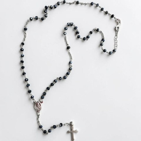 Rosario piedras azules  y   Plata 1ªLey 925mm