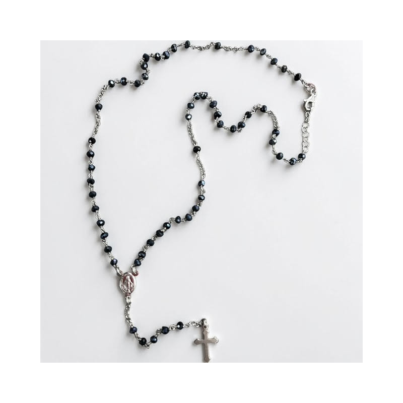 Rosario piedras azules  y   Plata 1ªLey 925mm