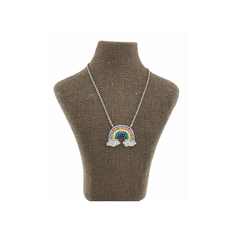 Gargantilla arcoiris circonitas y Plata 925 mm