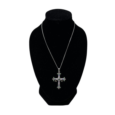 Gargantilla cruz circonitas y plata 925 