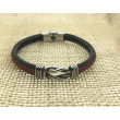 Pulsera acero trenza roja nudo 