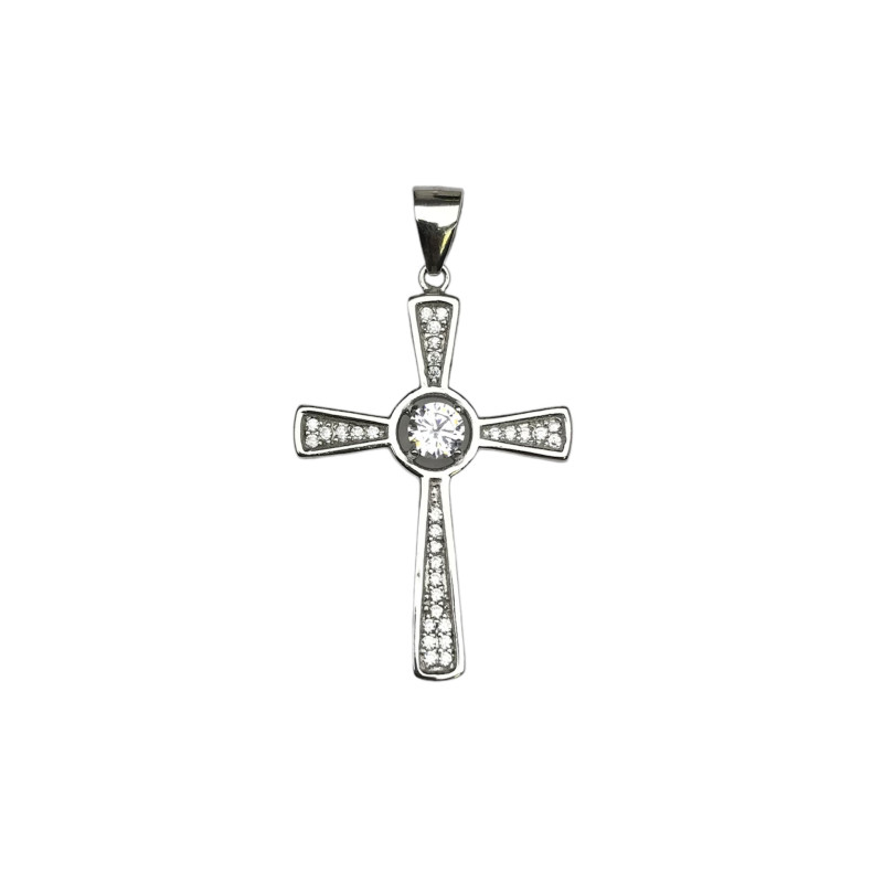 Cruz circonita y plata 925 