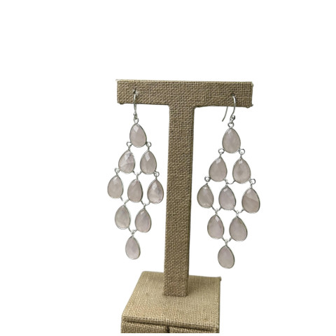 Pendientes piedra cuarzo rosa   Plata 925 