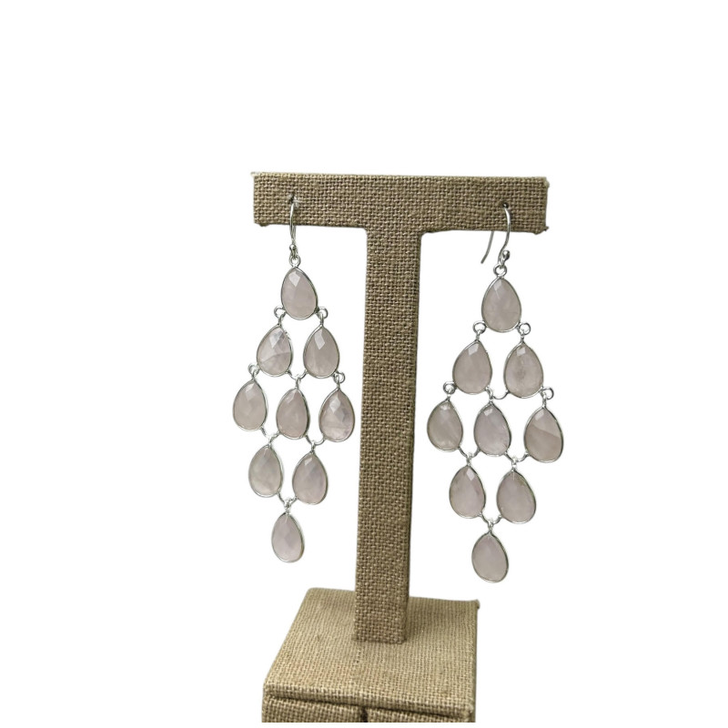 Pendientes piedra cuarzo rosa   Plata 925 