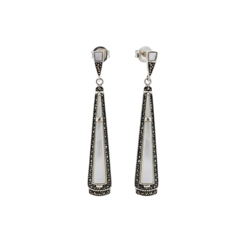 Pendiente marquesitas nácar y plata 925 