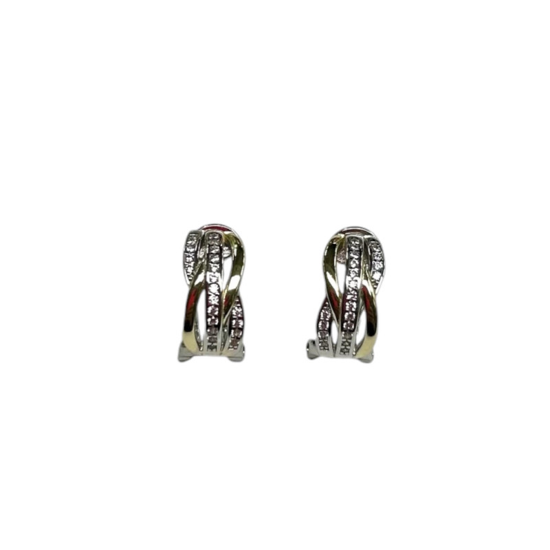Pendientes omega circonitas y Plata 925 dorada 